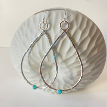 Load image into Gallery viewer, Small Teardrop Hammered Earrings - Amazonite