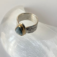 Load image into Gallery viewer, Grey Quartz Starfish Ring - 18K gold and sterling silver - size 8.25