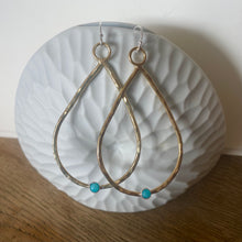 Load image into Gallery viewer, Small Teardrop Hammered Earrings - Amazonite