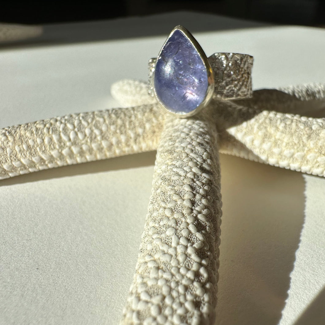 MAREA // Iolite Teardrop Starfish Ring - size 7.75