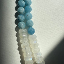 Load image into Gallery viewer, Laguna Necklace - Rainbow moonstone, Aquamarine and Gold
