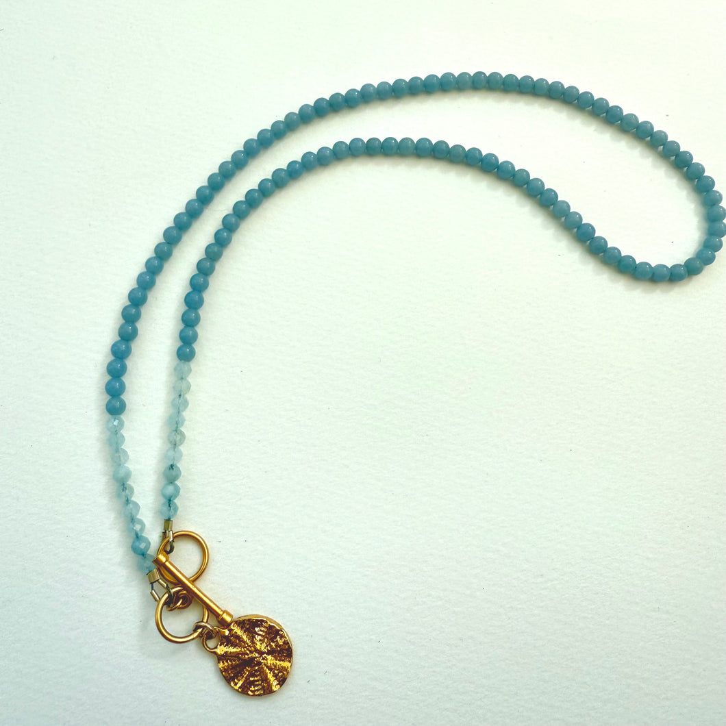 Laguna Necklace - Angelite, Aquamarine and Gold