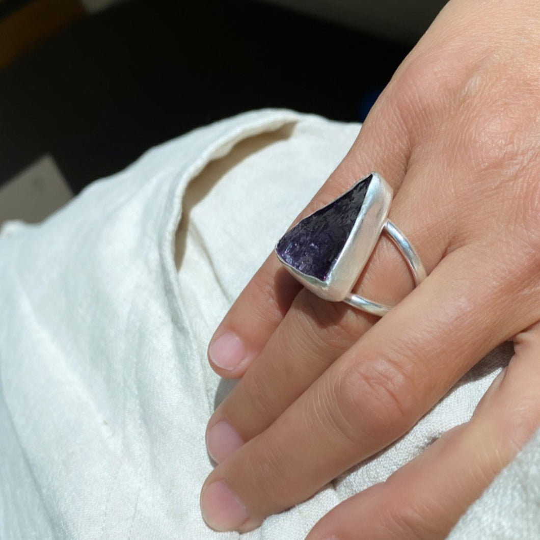 Amethyst Triangle Ring