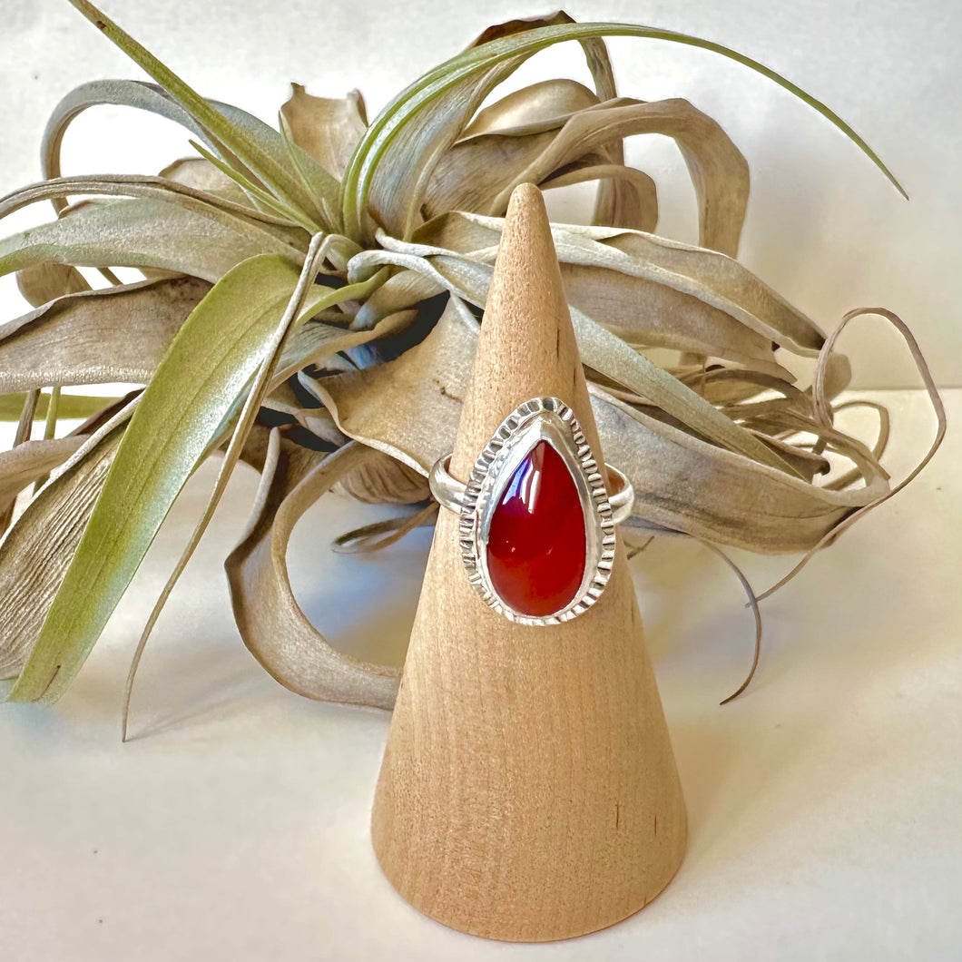 Carnelian Teardrop Ring