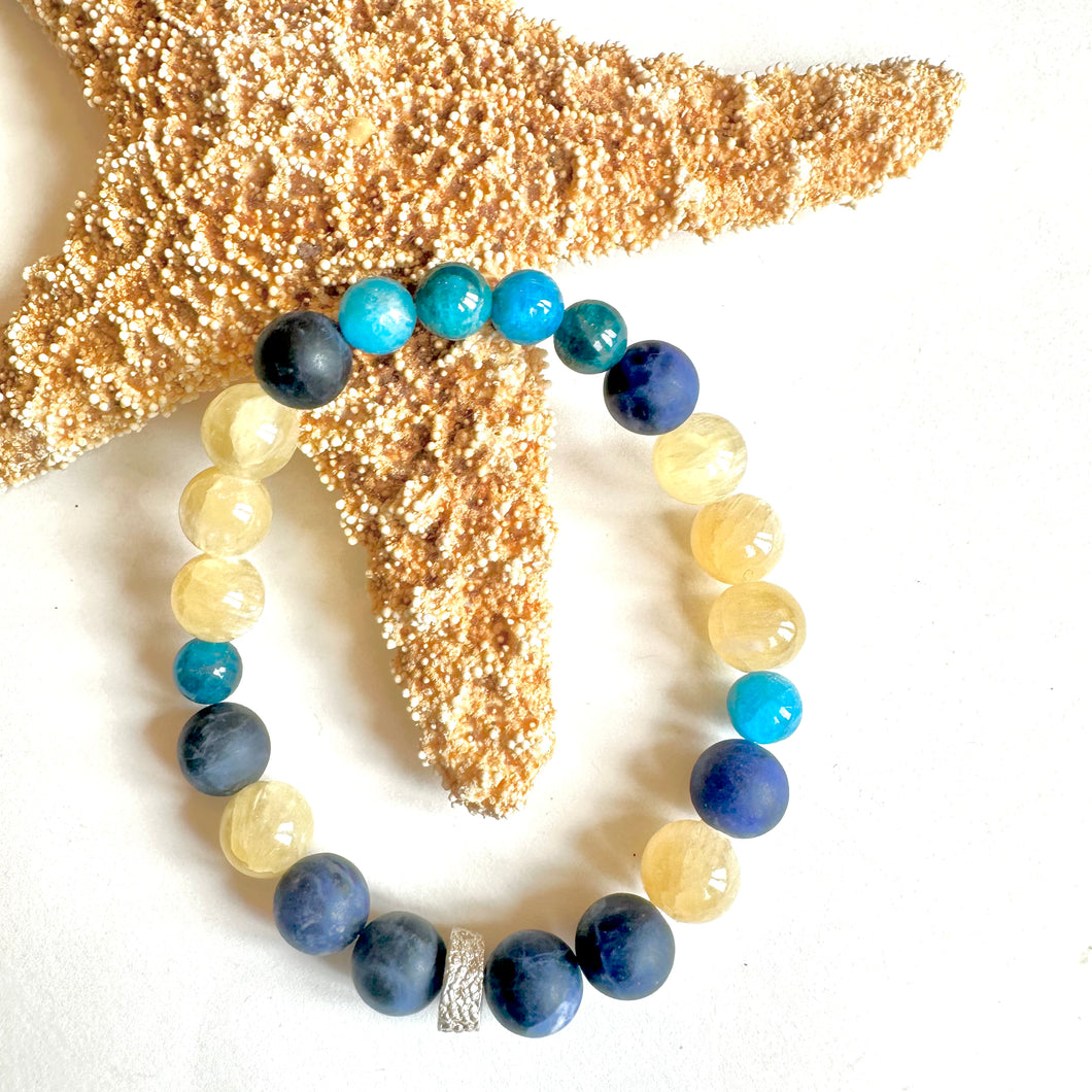 Grow in Love Bracelet - Sodalite, Apatite, Yellow Selenite - Large