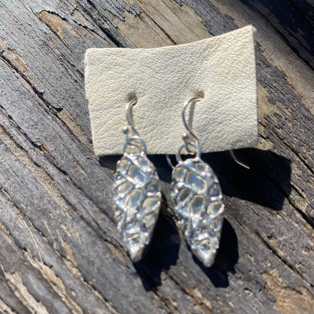 Coral Tear Earrings / Silver & Bronze