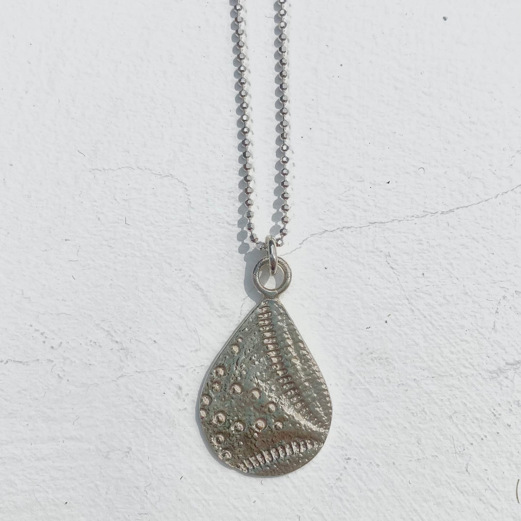 Sand Dollar Tear Drop Necklace - Sterling Silver