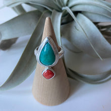 Load image into Gallery viewer, Earth /// Sky Ring: Amazonite + Coral
