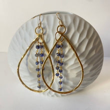 Load image into Gallery viewer, Tear Drop Small Hammered Earrings - Rosary Iolite
