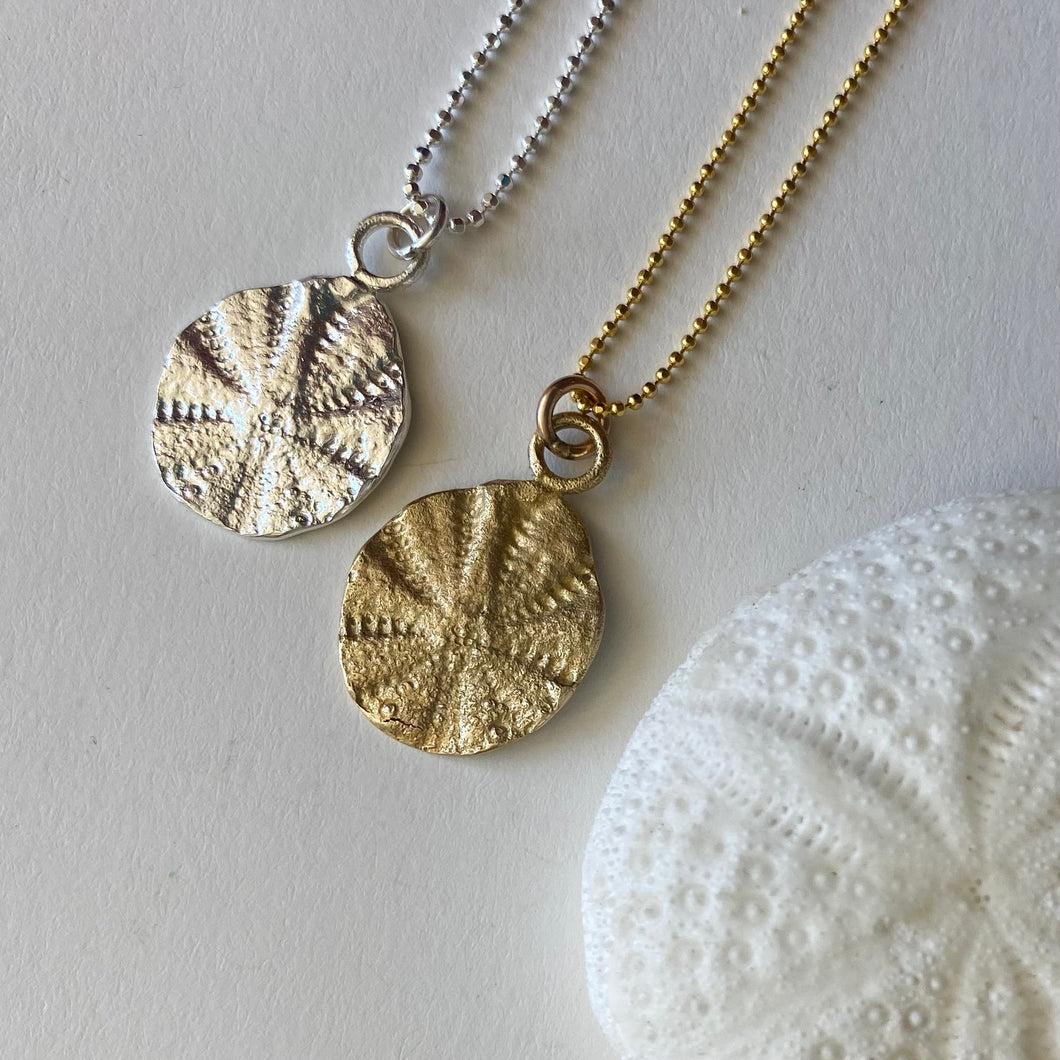 Mini Sand Dollar Coin Necklace - Bronze and Silver