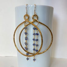 Load image into Gallery viewer, Hammered Circle Rosary Earrings - Iolite
