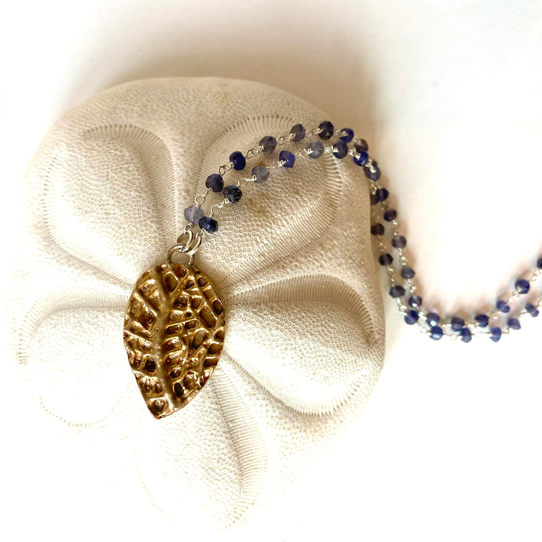 Coral Iolite Rosary Necklace