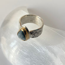 Load image into Gallery viewer, Grey Quartz Starfish Ring - 18K gold and sterling silver - size 8.25
