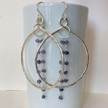 Load image into Gallery viewer, Hammered Circle Rosary Earrings - Iolite
