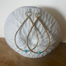 Load image into Gallery viewer, Small Teardrop Hammered Earrings - Amazonite

